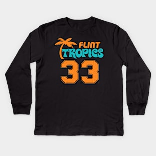 Flint Michigan Tropics Defunct Funny Sports Logo Kids Long Sleeve T-Shirt